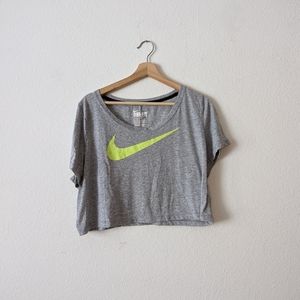 Nike Grey Swoosh Crew Neck Crop Top XL